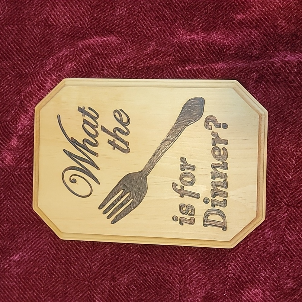 Funny pyrography kitchen sign
